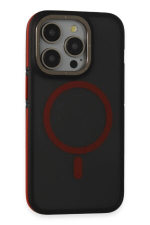 iPhone 14 Pro Kılıf Rocky Magsafe Kapak - Siyah-Kırmızı-(5796)