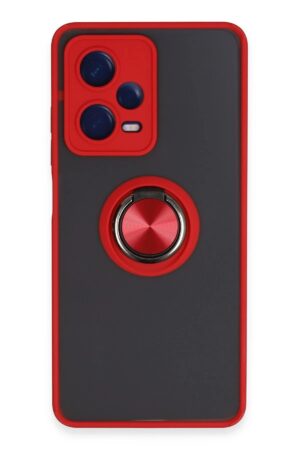 Xiaomi Redmi Note 12 5G Kılıf Montreal Yüzüklü Silikon Kapak - Kırmızı-(5796)
