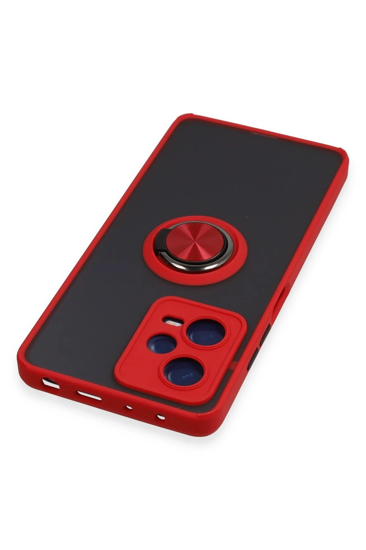 Xiaomi Redmi Note 12 Pro 5G Kılıf Montreal Yüzüklü Silikon Kapak - Kırmızı-(5796) - Görsel 4