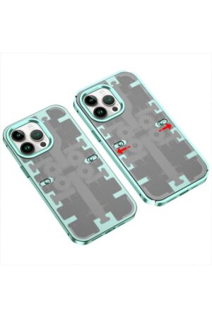 iPhone 13 Pro Kılıf Mekanik Bumper Kapak - Yeşil-(5796)