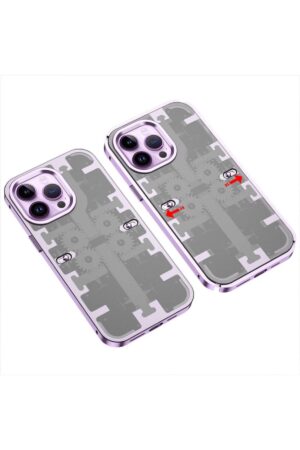 iPhone 13 Pro Max Kılıf Mekanik Bumper Kapak - Derin Mor-(5796)