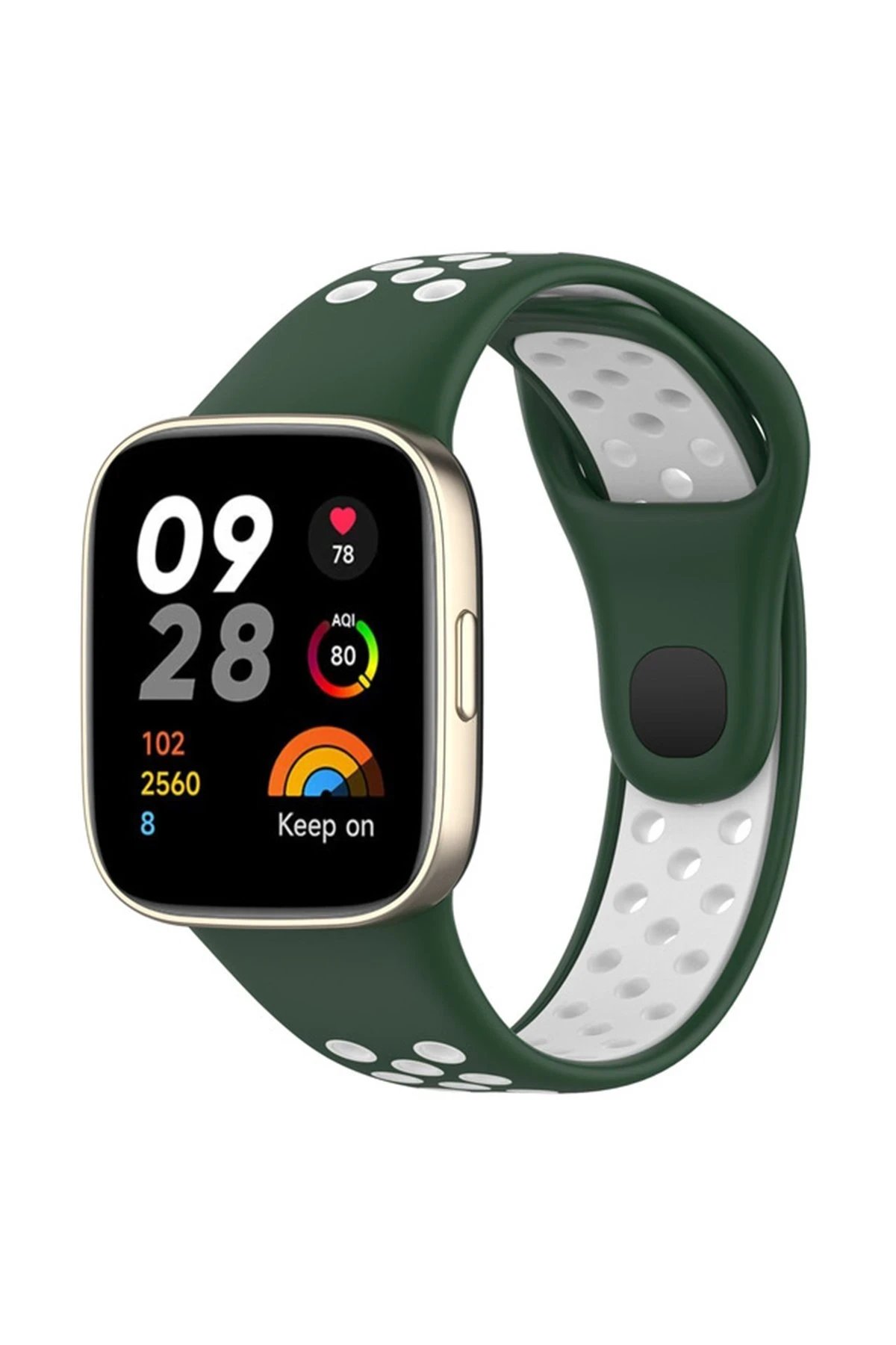 Xiaomi Redmi Watch 3 Spor Delikli Kordon - Haki Yeşil-Beyaz-(5796)