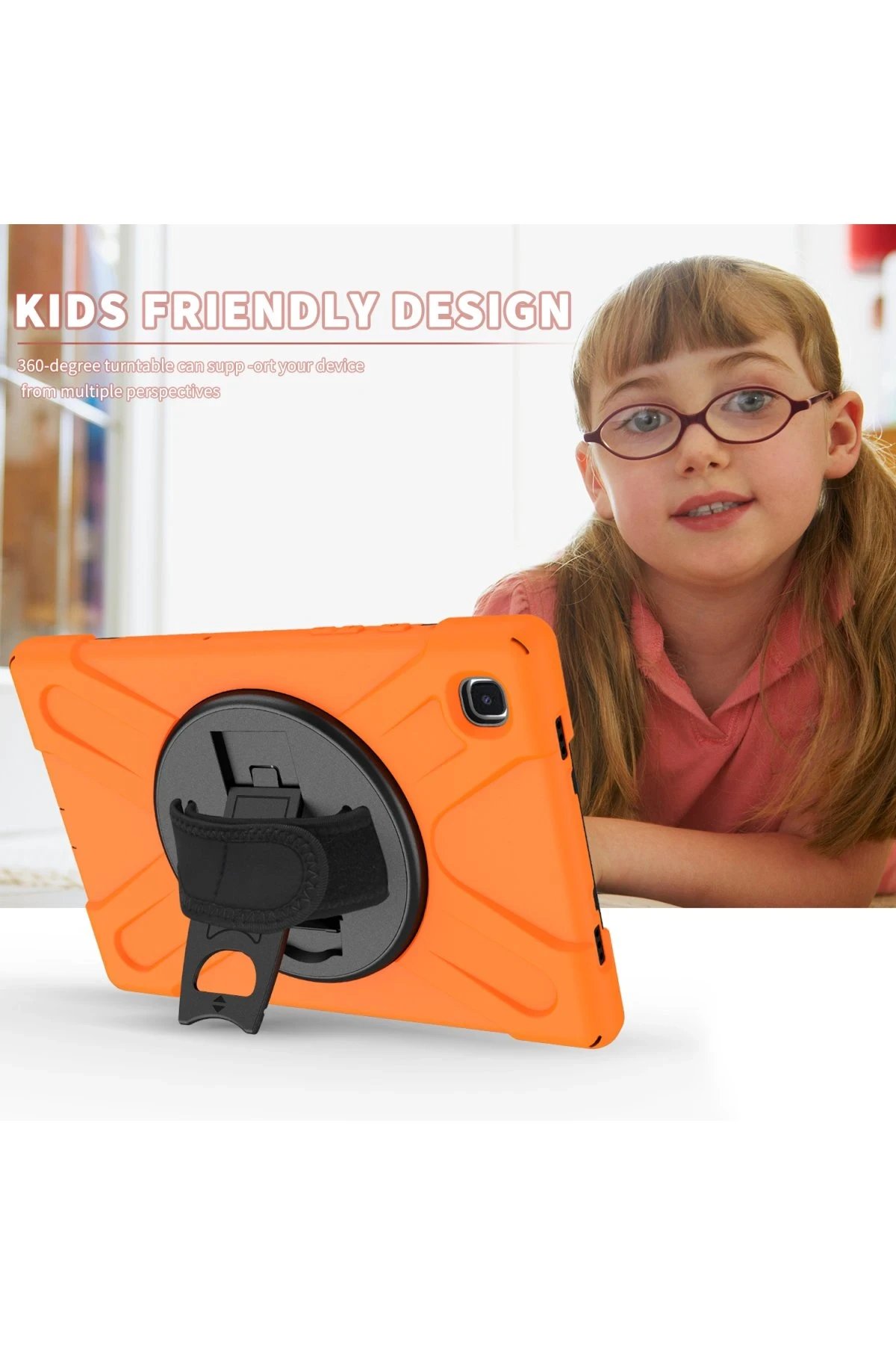 Samsung Galaxy T220 Tab A7 Lite 8.7 Kılıf Amazing Tablet Kapak - Turuncu-(5796) - Görsel 3