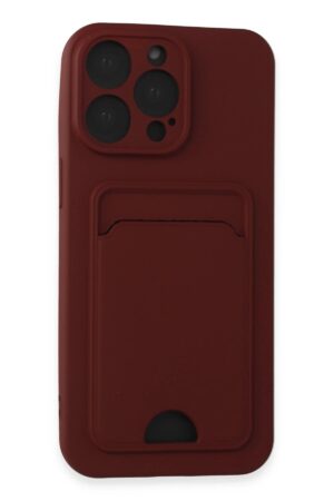 iPhone 15 Pro Kılıf Kelvin Kartvizitli Silikon - Bordo-(5796)