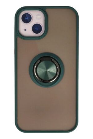 iPhone 15 Kılıf Montreal Yüzüklü Silikon Kapak - Yeşil-(5796)