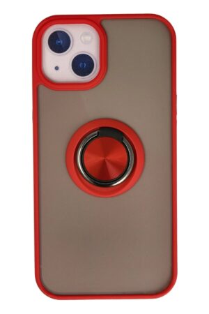 iPhone 15 Kılıf Montreal Yüzüklü Silikon Kapak - Kırmızı-(5796)