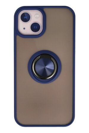 iPhone 15 Kılıf Montreal Yüzüklü Silikon Kapak - Lacivert-(5796)