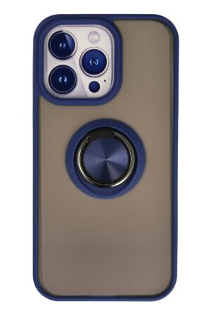 iPhone 15 Pro Max Kılıf Montreal Yüzüklü Silikon Kapak - Lacivert-(5796)