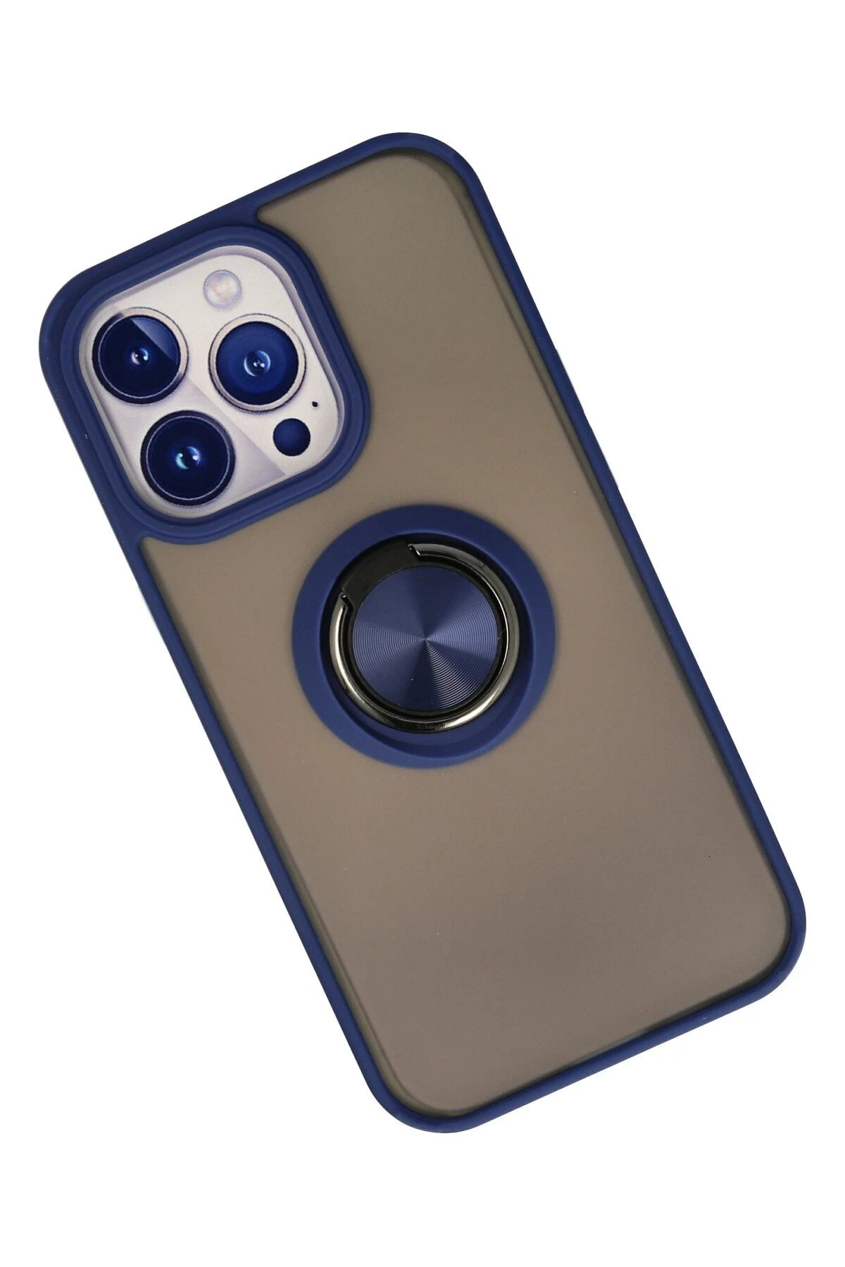 iPhone 15 Pro Max Kılıf Montreal Yüzüklü Silikon Kapak - Lacivert-(5796) - Görsel 2
