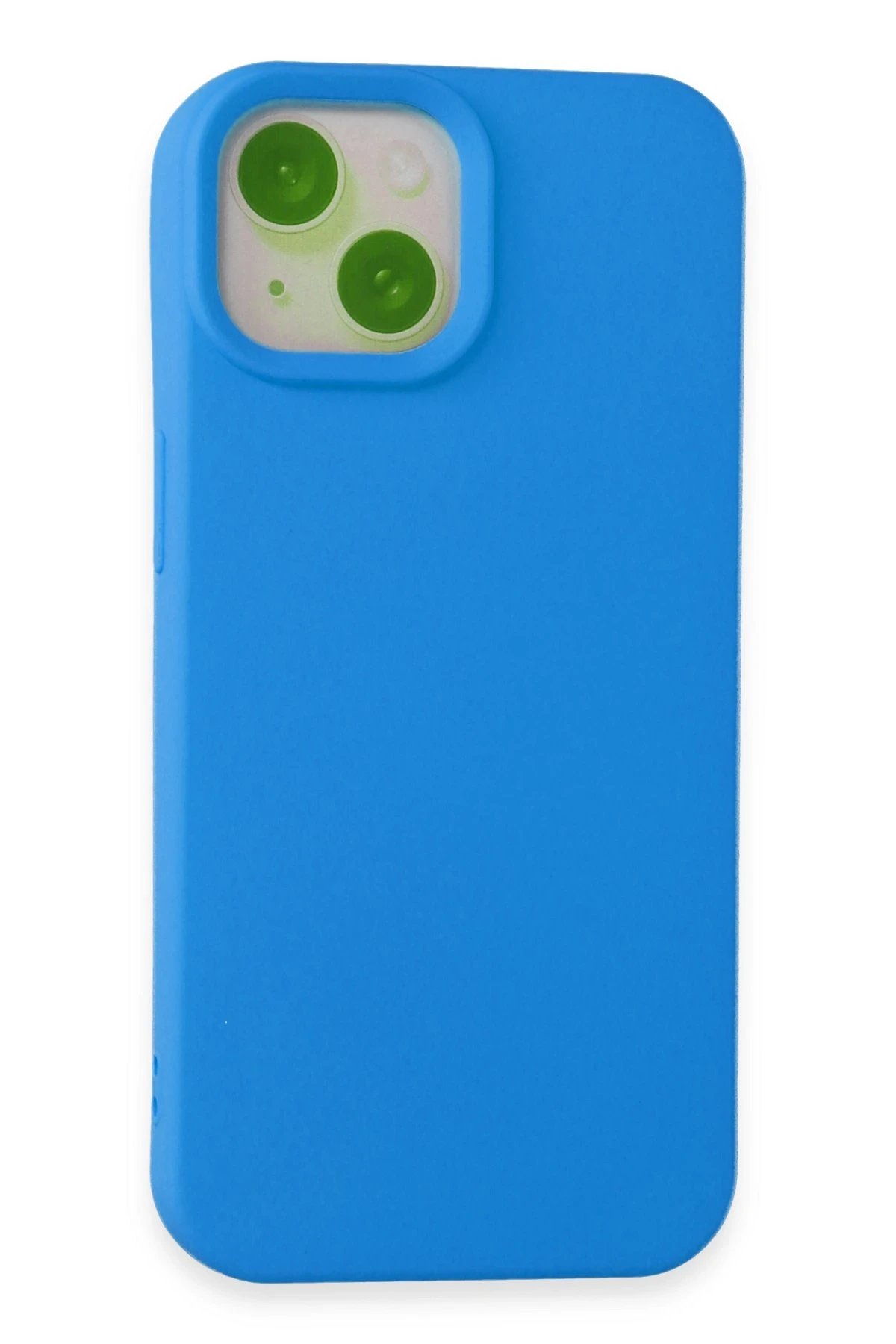 iPhone 15 Kılıf Nano içi Kadife Silikon - Mavi-(5796)