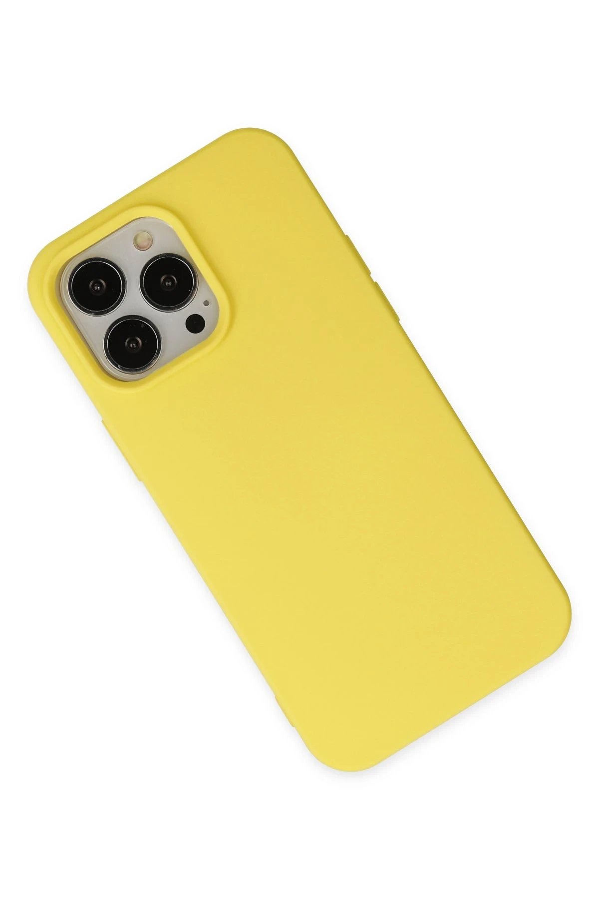 iPhone 15 Pro Kılıf Nano içi Kadife Silikon - Sarı-(5796) - Görsel 3