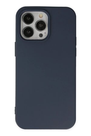 iPhone 15 Pro Kılıf Nano içi Kadife Silikon - Lacivert-(5796)
