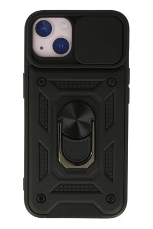 iPhone 15 Kılıf Pars Lens Yüzüklü Silikon - Siyah-(5796)