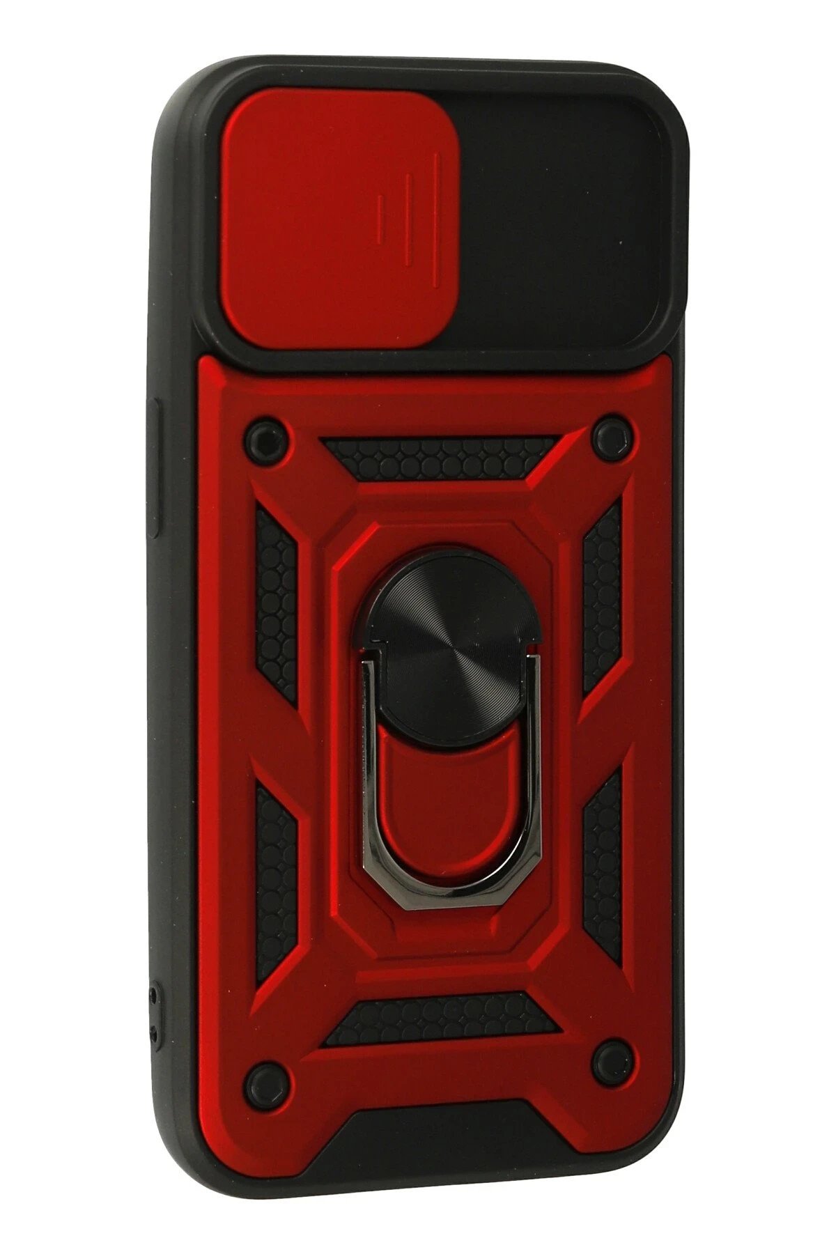 iPhone 15 Kılıf Pars Lens Yüzüklü Silikon - Kırmızı-(5796) - Görsel 2