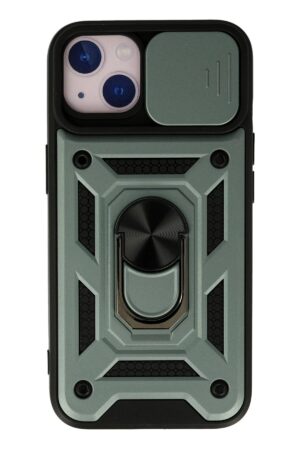 iPhone 15 Kılıf Pars Lens Yüzüklü Silikon - Yeşil-(5796)