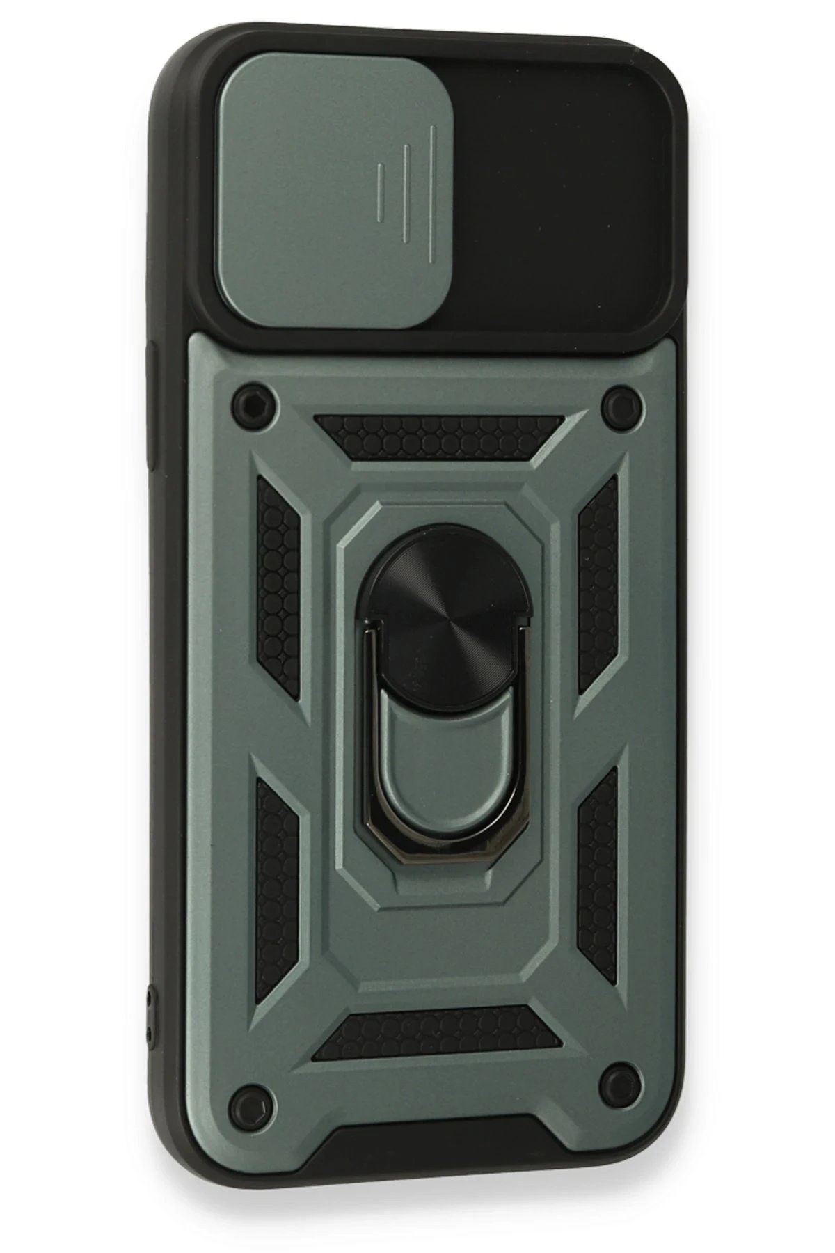 iPhone 15 Pro Kılıf Pars Lens Yüzüklü Silikon - Yeşil-(5796) - Görsel 3