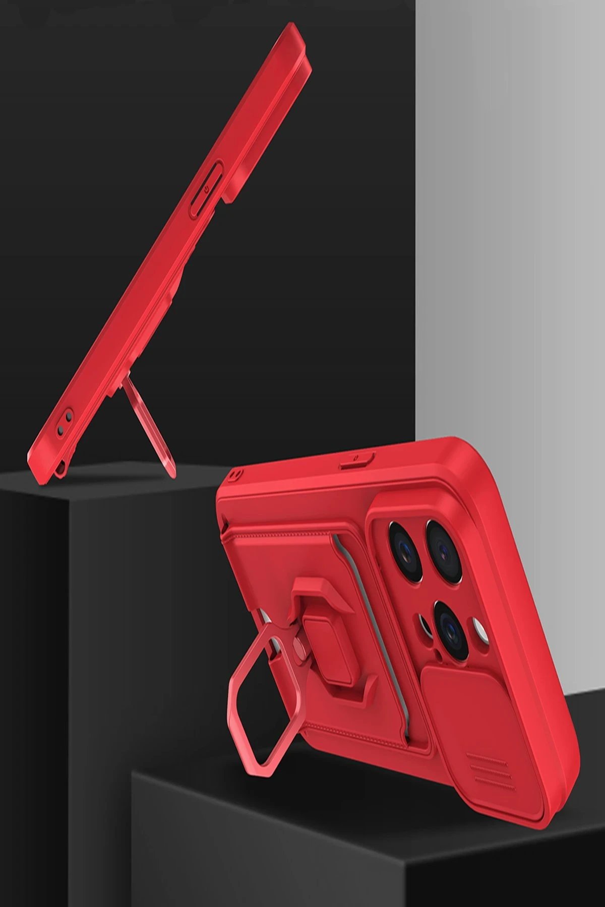 iPhone 15 Kılıf Zuma Kartvizitli Yüzüklü Silikon - Lila-(5796) - Görsel 4