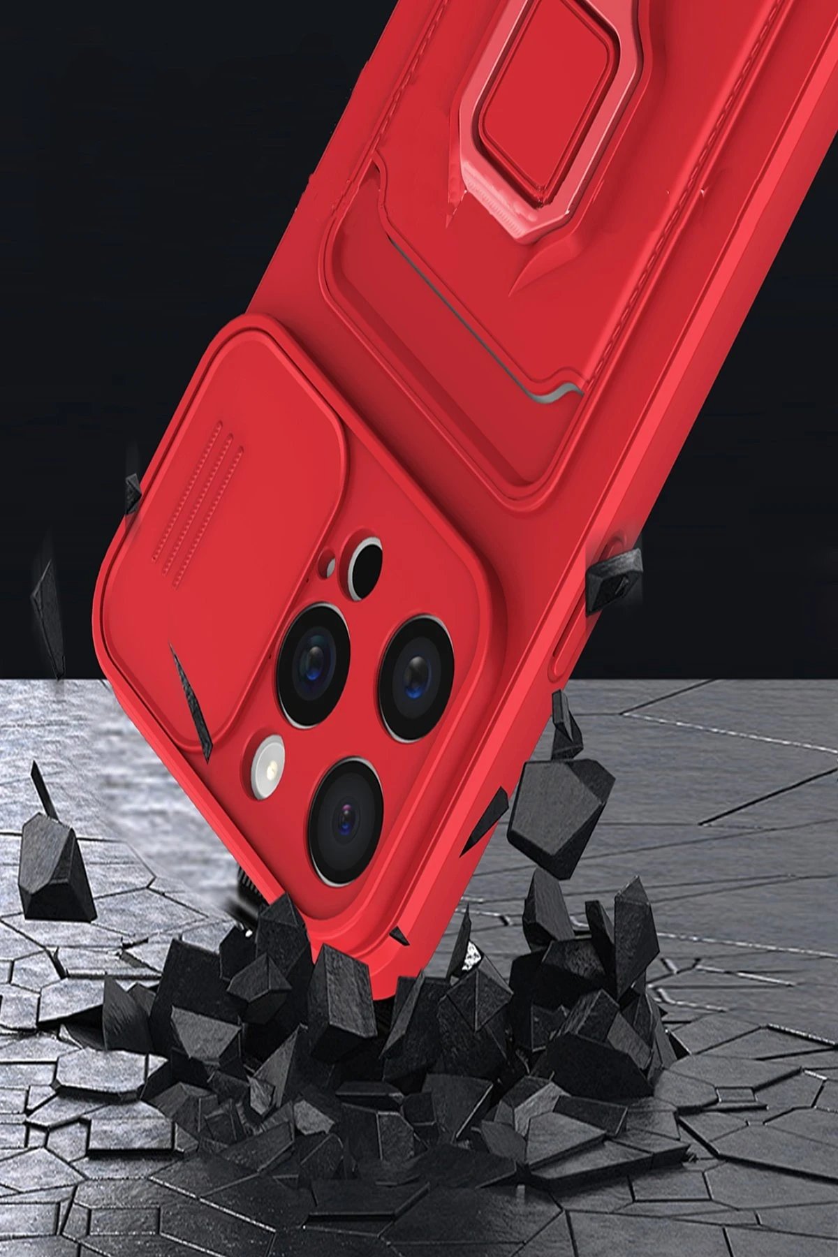 iPhone 15 Pro Max Kılıf Zuma Kartvizitli Yüzüklü Silikon - Lacivert-(5796) - Görsel 3