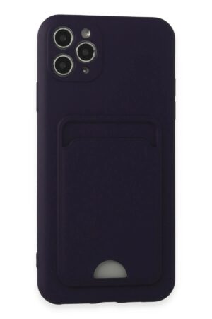 iPhone 11 Pro Max Kılıf Kelvin Kartvizitli Silikon - Derin Mor-(5796)