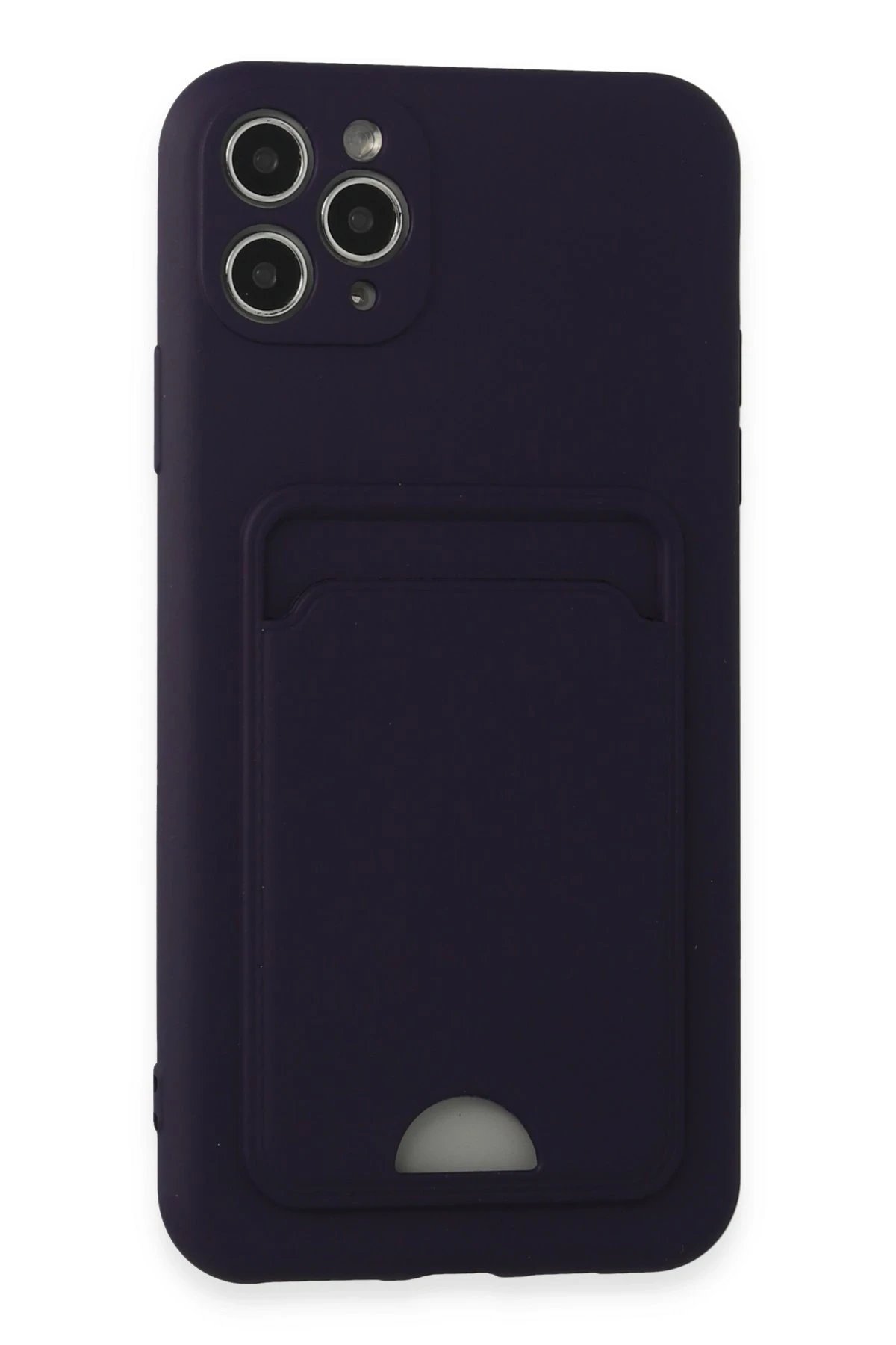 iPhone 11 Pro Max Kılıf Kelvin Kartvizitli Silikon - Derin Mor-(5796)