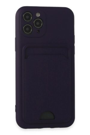 iPhone 11 Pro Kılıf Kelvin Kartvizitli Silikon - Derin Mor-(5796)
