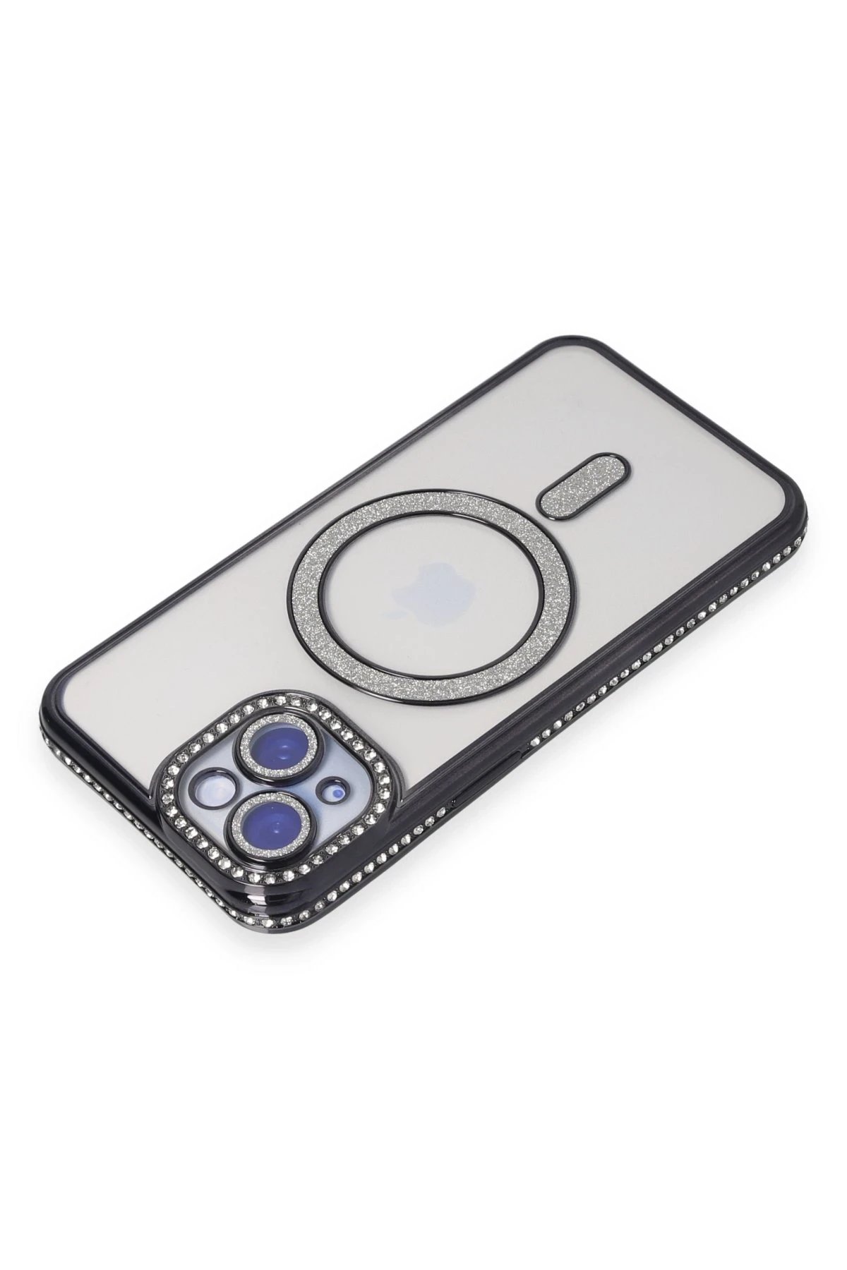 iPhone 15 Kılıf Joke Simli Magneticsafe Kılıf - Siyah-(5796) - Görsel 2