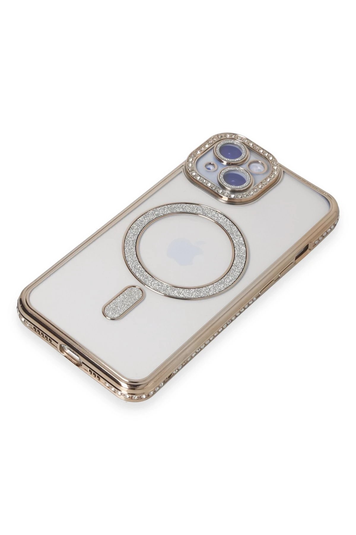 iPhone 15 Kılıf Joke Simli Magneticsafe Kılıf - Gold-(5796) - Görsel 3