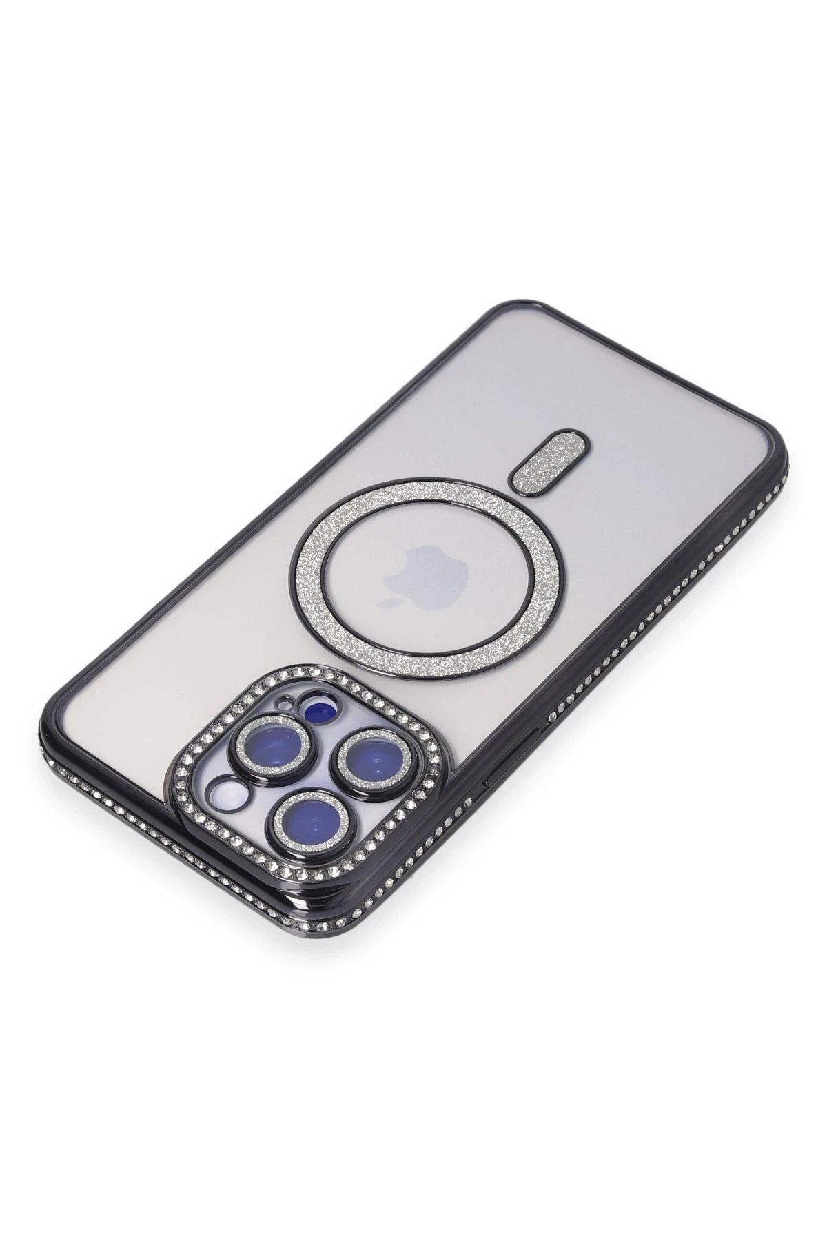 iPhone 15 Pro Kılıf Joke Simli Magneticsafe Kılıf - Siyah-(5796) - Görsel 2