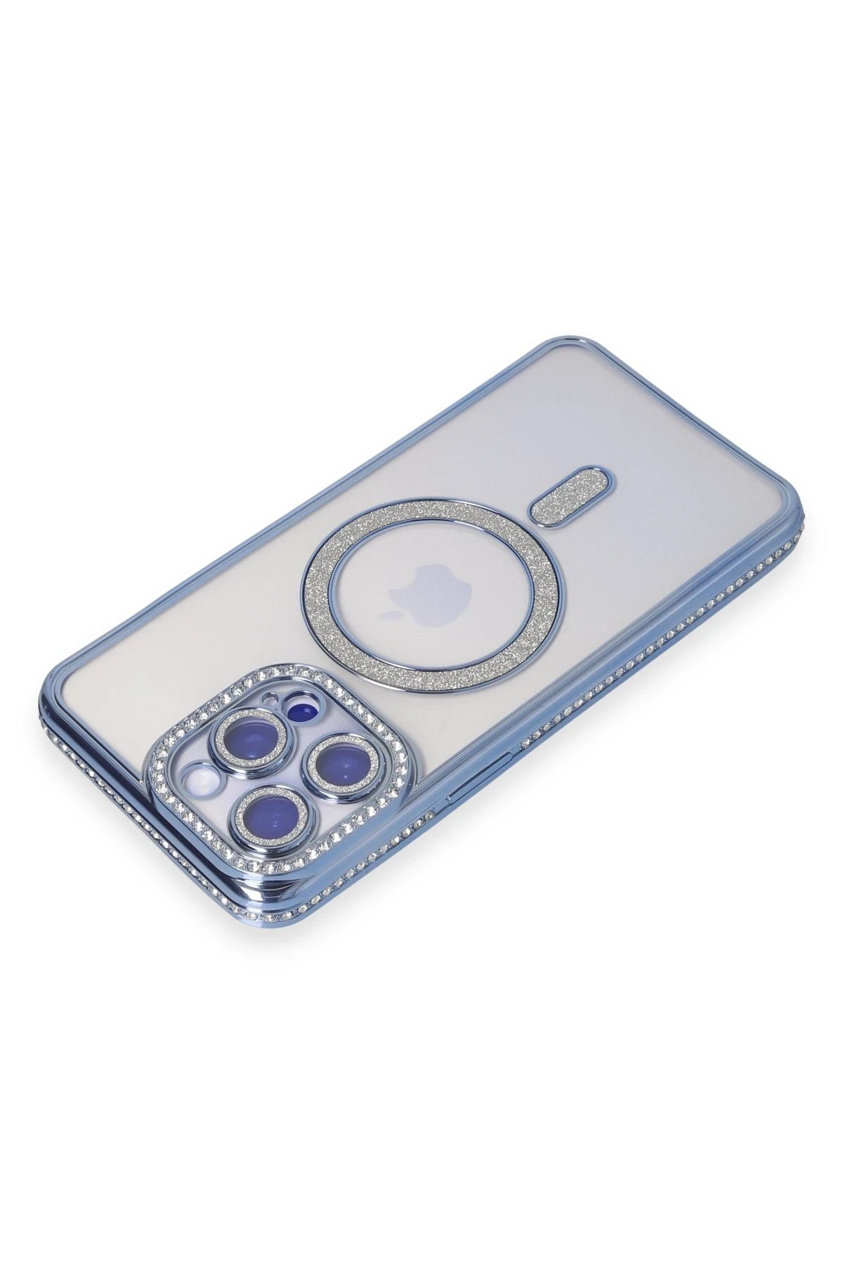 iPhone 15 Pro Max Kılıf Joke Simli Magneticsafe Kılıf - Mavi-(5796) - Görsel 2