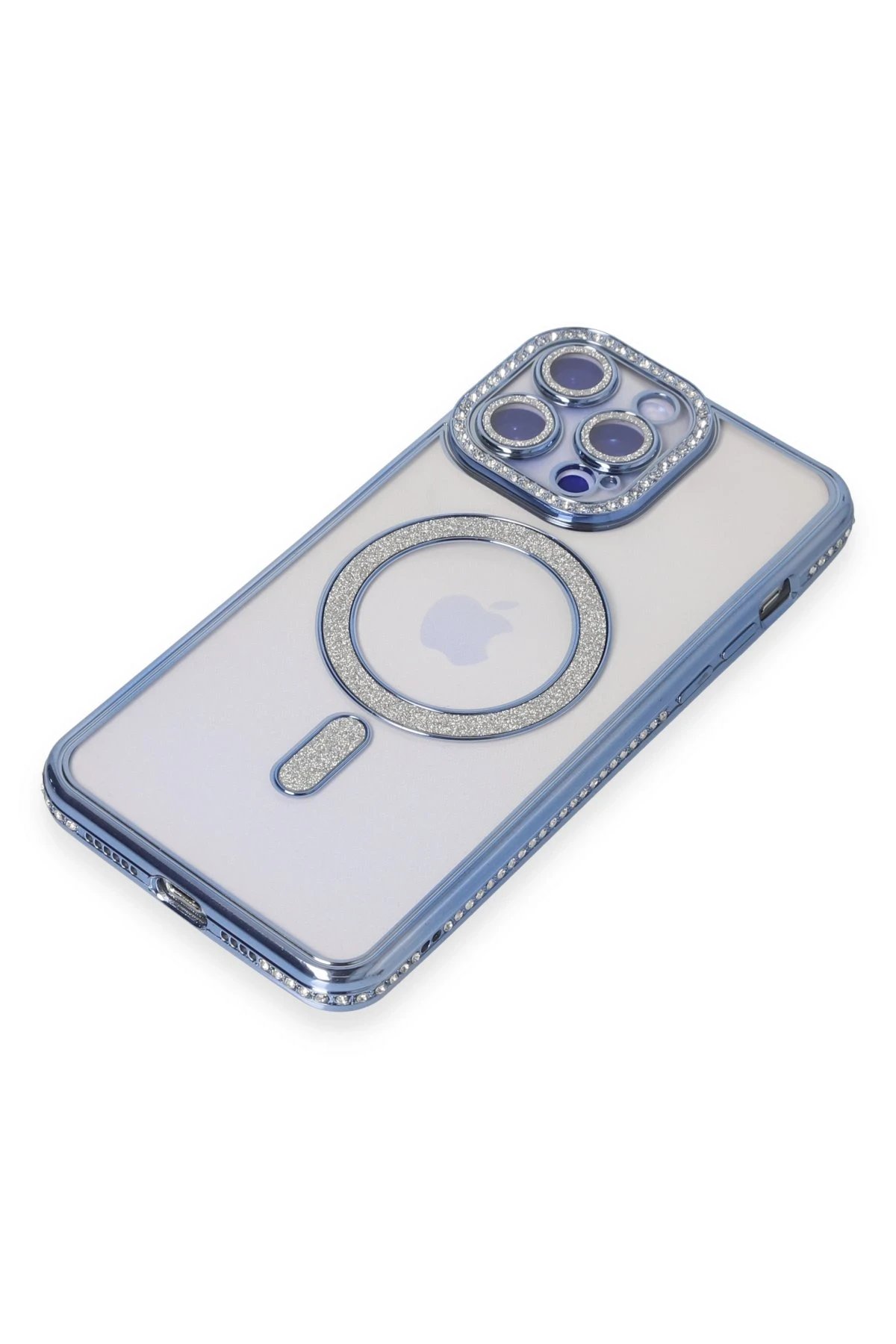 iPhone 15 Pro Max Kılıf Joke Simli Magneticsafe Kılıf - Mavi-(5796) - Görsel 3