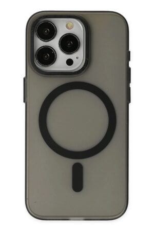 iPhone 15 Pro Kılıf Lodos Magneticsafe Mat Kapak - Siyah-(5796)