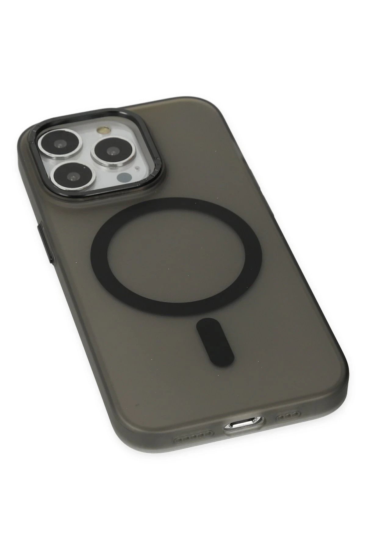 iPhone 15 Pro Max Kılıf Lodos Magneticsafe Mat Kapak - Siyah-(5796) - Görsel 4