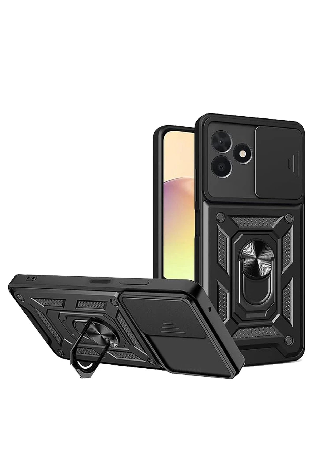 Realme C53 Kılıf Pars Lens Yüzüklü Silikon - Siyah-(5796)