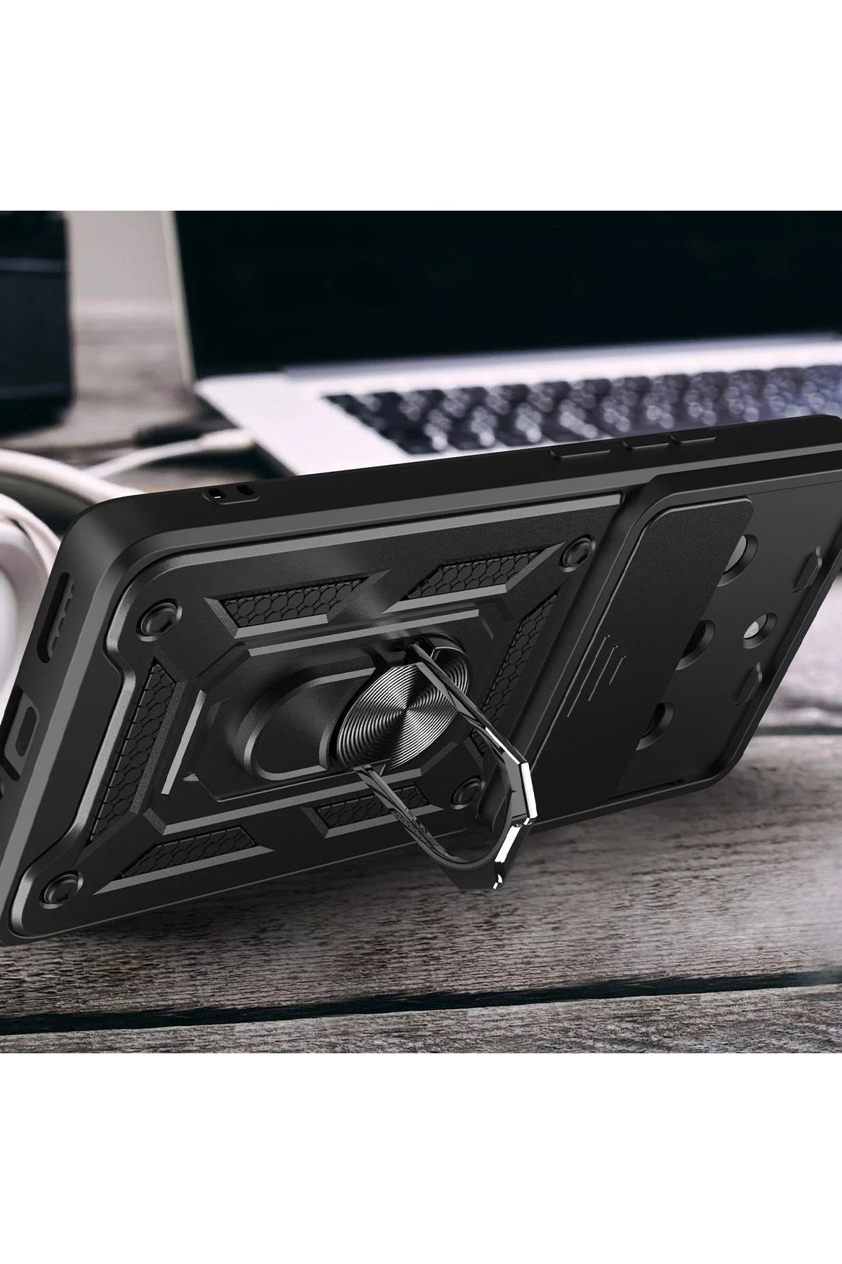 Realme 11 Pro Kılıf Pars Lens Yüzüklü Silikon - Siyah-(5796) - Görsel 3