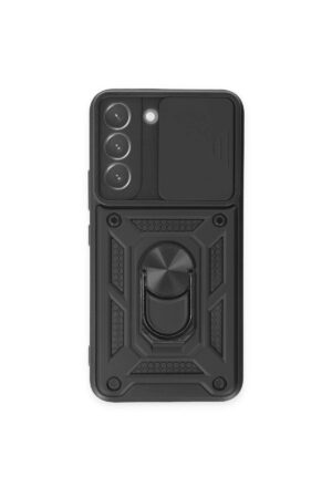 Samsung Galaxy S23 Kılıf Pars Lens Yüzüklü Silikon - Siyah-(5796)