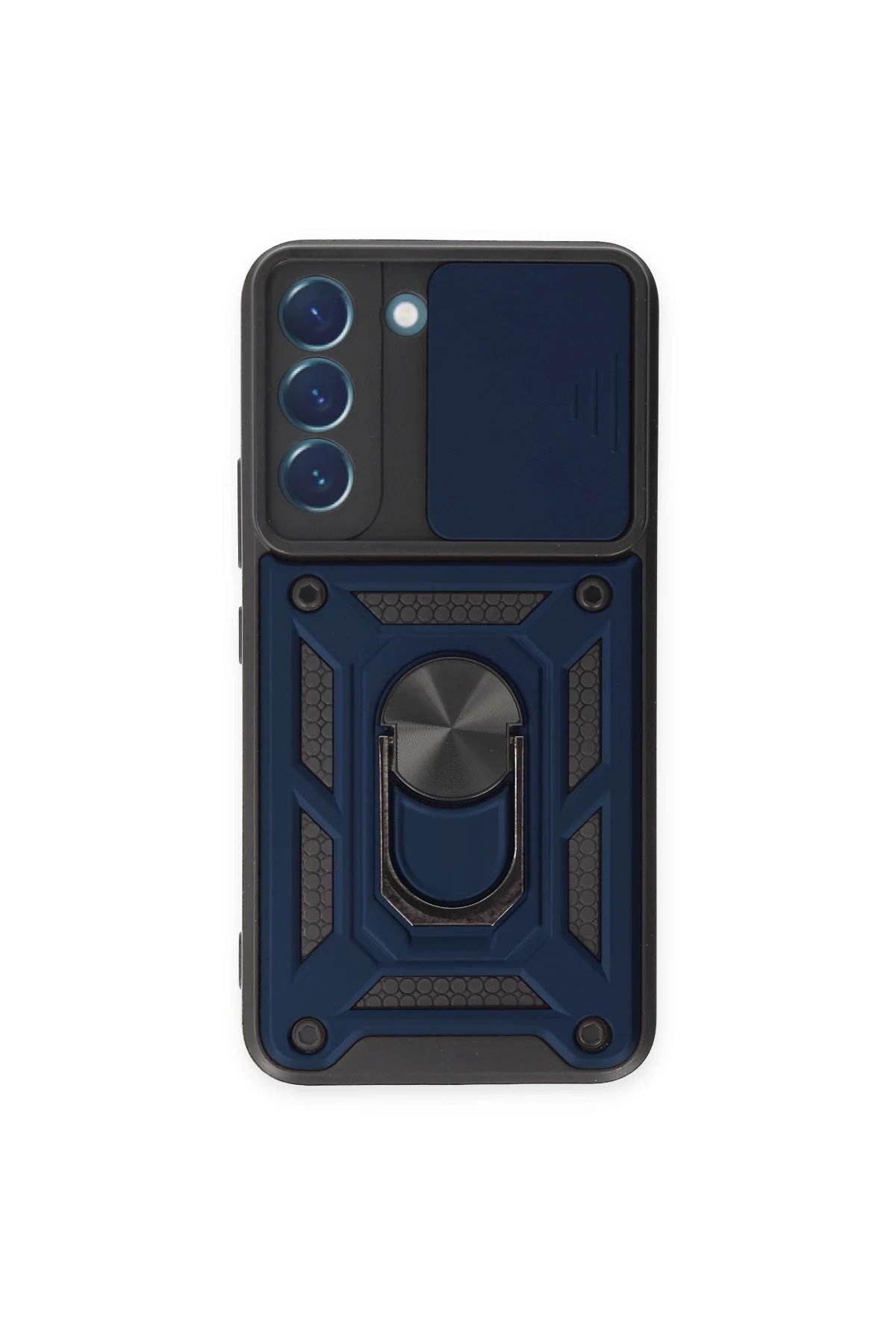 Samsung Galaxy S23 Kılıf Pars Lens Yüzüklü Silikon - Lacivert-(5796)