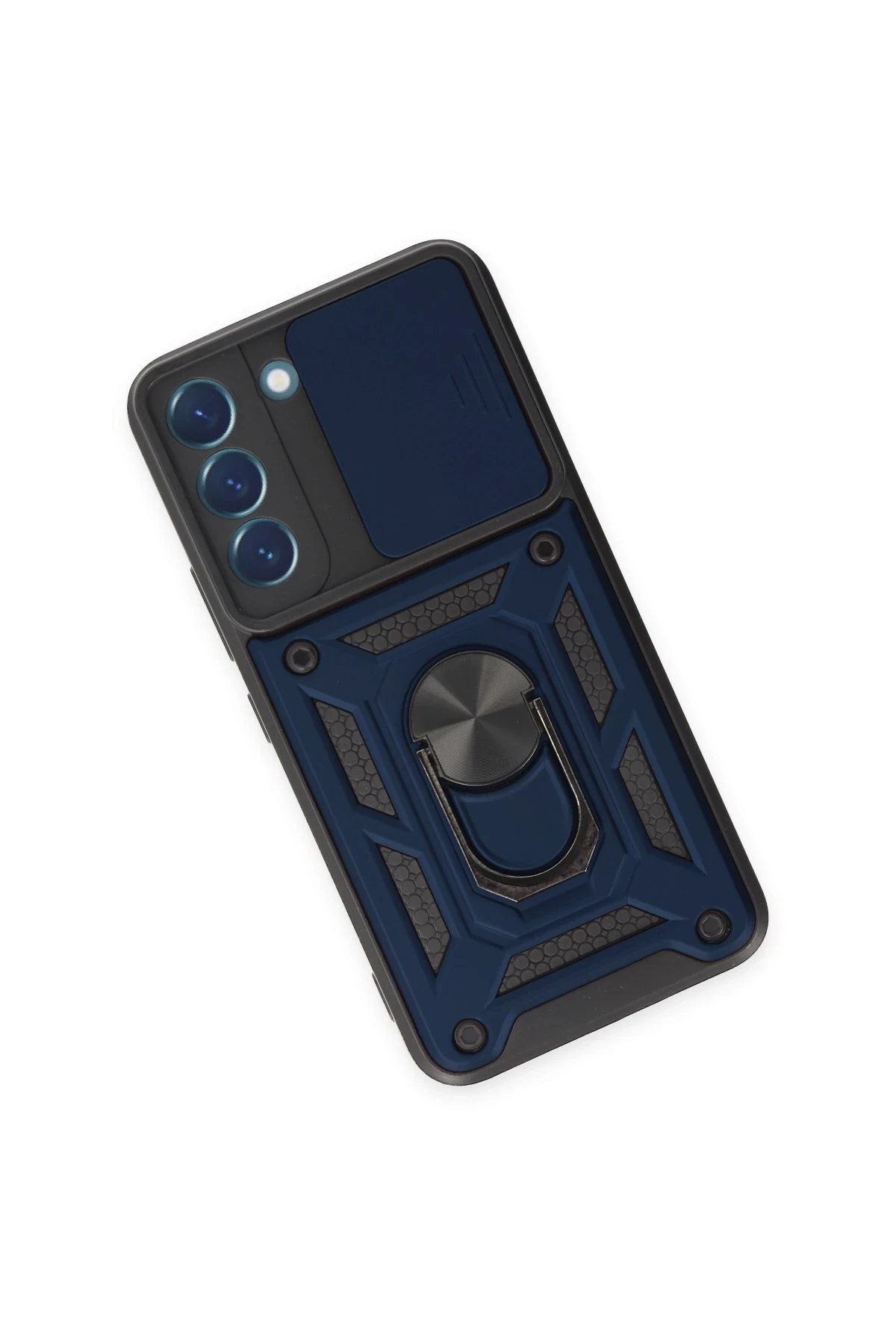 Samsung Galaxy S23 Kılıf Pars Lens Yüzüklü Silikon - Lacivert-(5796) - Görsel 3