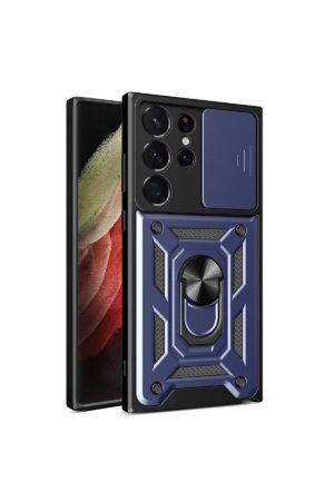 Samsung Galaxy S23 Ultra Kılıf Pars Lens Yüzüklü Silikon - Lacivert-(5796)