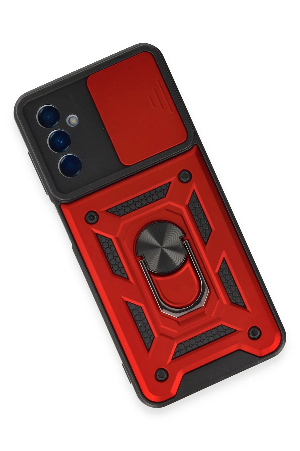 Samsung Galaxy M14 5G Kılıf Pars Lens Yüzüklü Silikon - Kırmızı-(5796) - Görsel 4