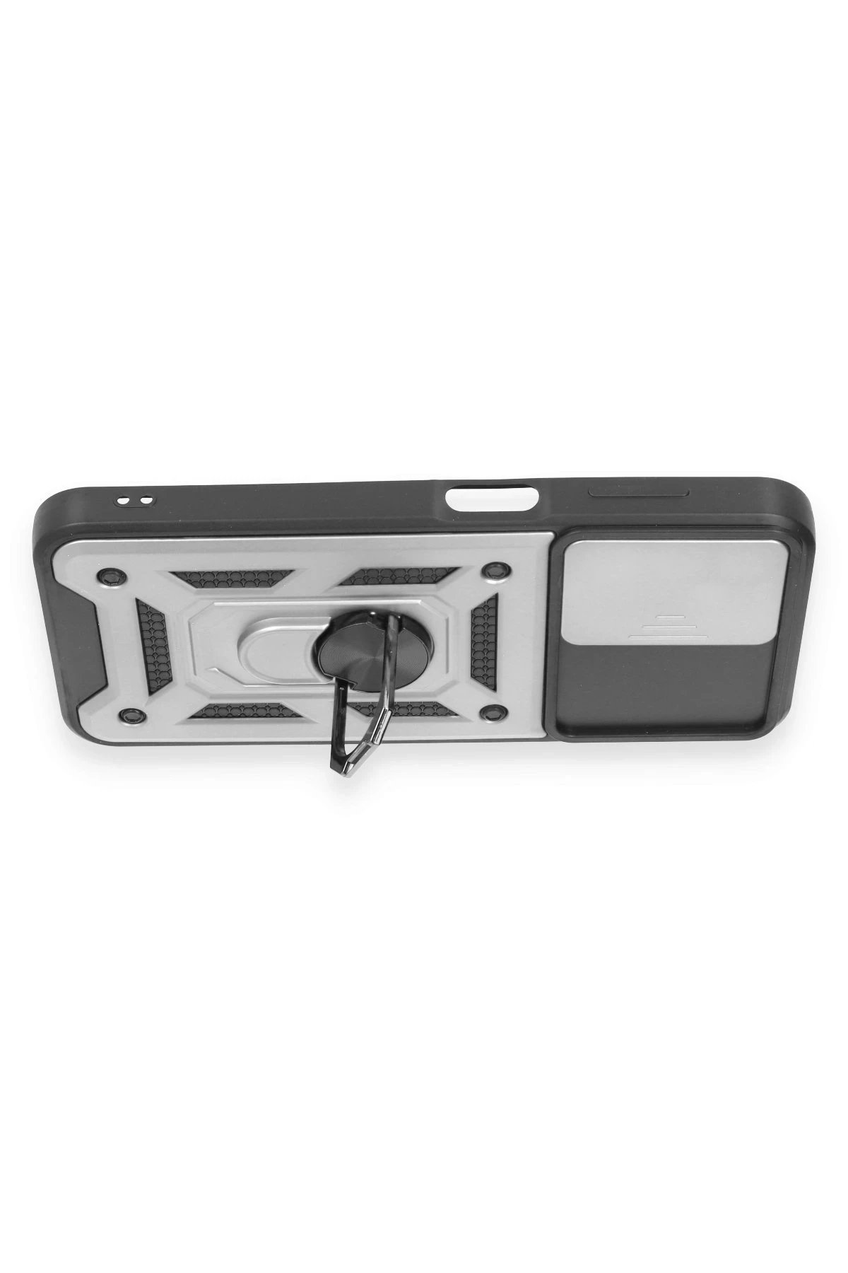 Samsung Galaxy M14 5G Kılıf Pars Lens Yüzüklü Silikon - Gümüş-(5796) - Görsel 3