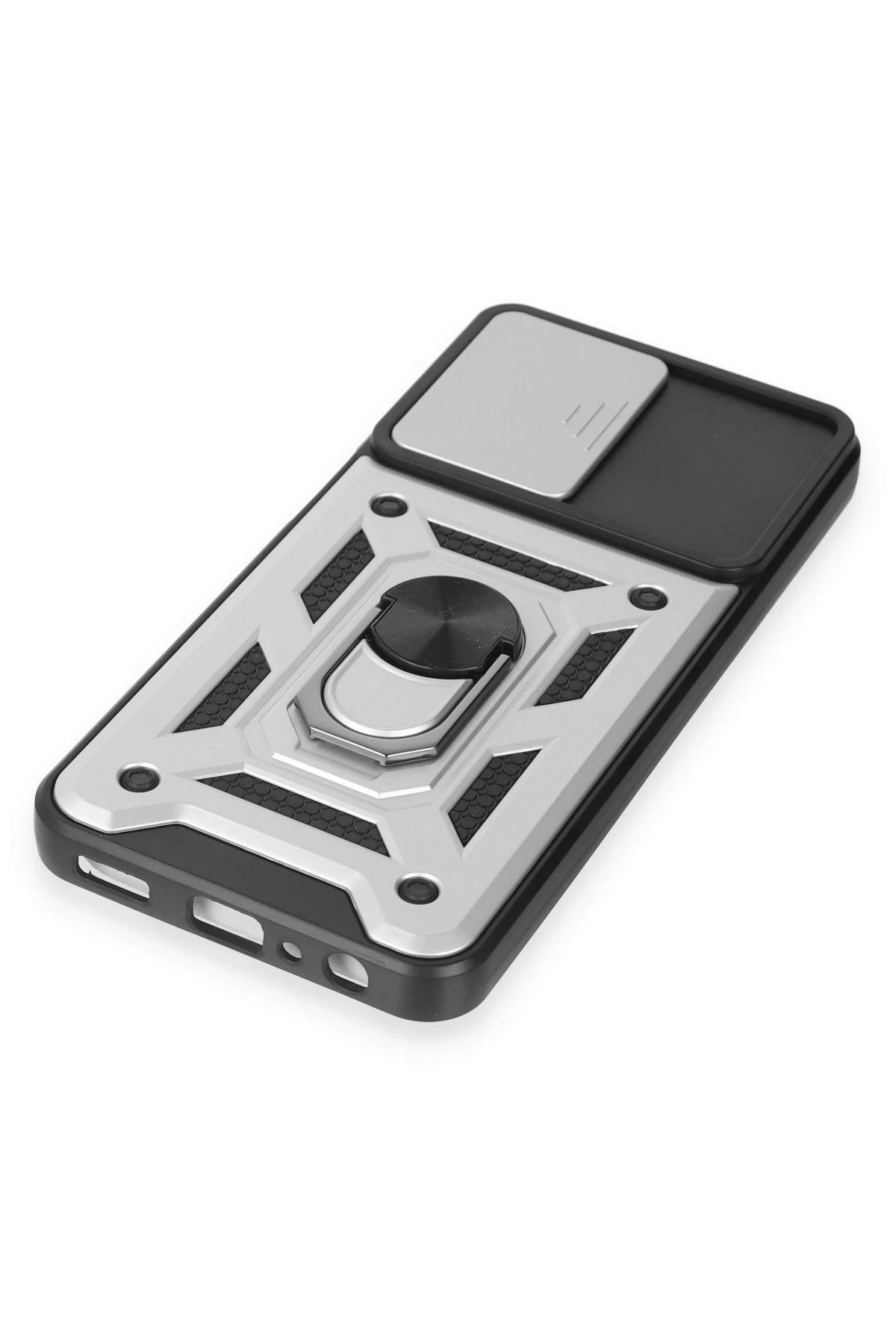 Samsung Galaxy M14 5G Kılıf Pars Lens Yüzüklü Silikon - Gümüş-(5796) - Görsel 5