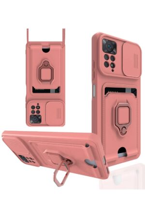 Xiaomi Redmi Note 12 Pro 4G Kılıf Zuma Kartvizitli Yüzüklü Silikon - Pembe-(5796)