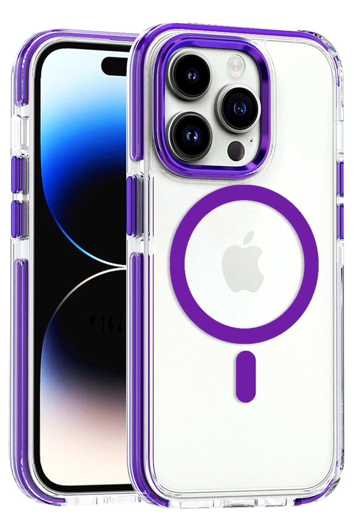 iPhone 14 Pro Bella Magsafe Kapak - Derin Mor-(5796)