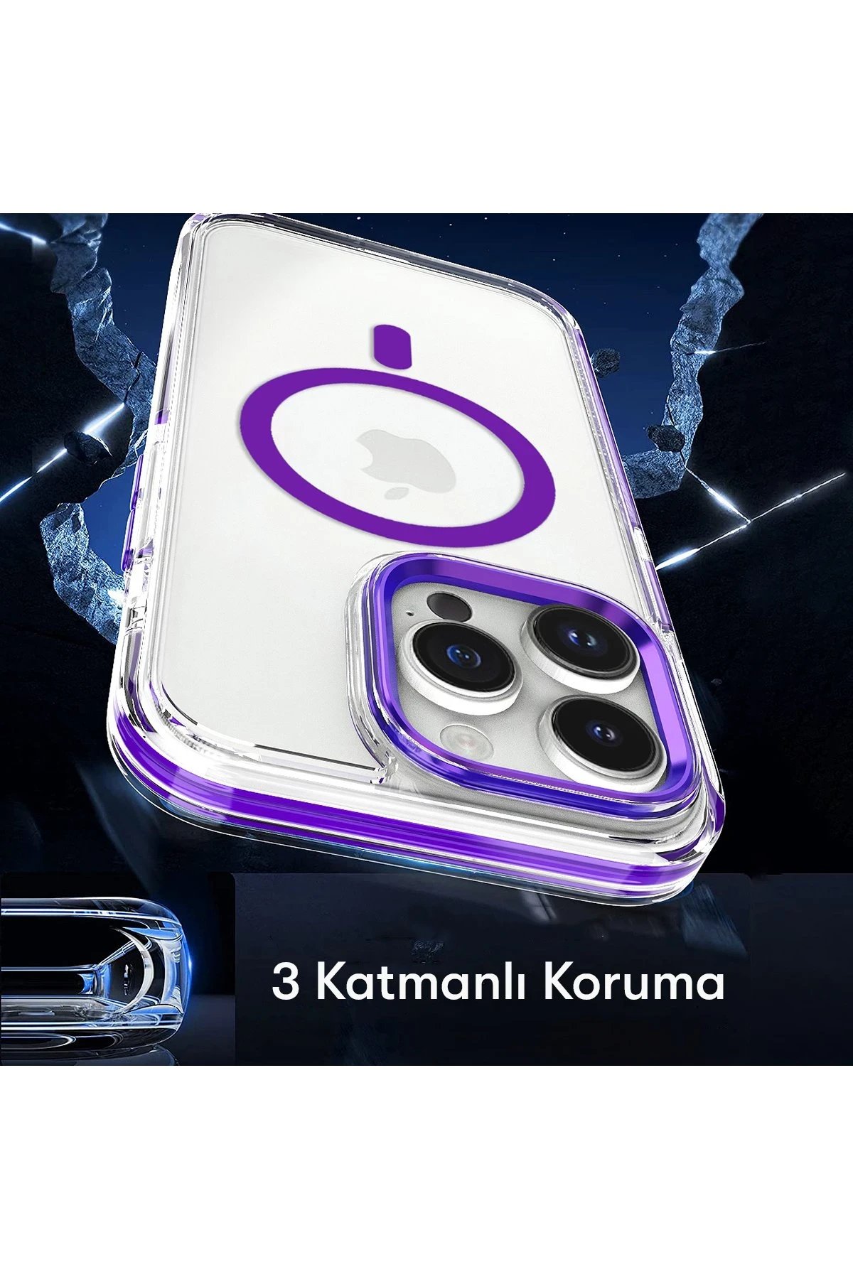 iPhone 14 Pro Bella Magsafe Kapak - Derin Mor-(5796) - Görsel 5