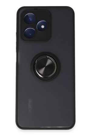 Realme C53 Kılıf Montreal Yüzüklü Silikon Kapak - Siyah-(5796)
