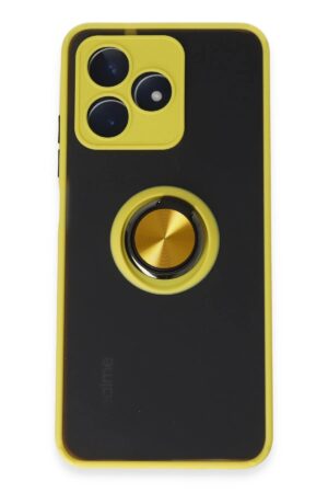 Realme C53 Kılıf Montreal Yüzüklü Silikon Kapak - Sarı-(5796)