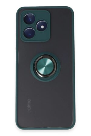 Realme C53 Kılıf Montreal Yüzüklü Silikon Kapak - Yeşil-(5796)