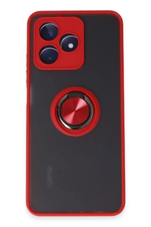 Realme C53 Kılıf Montreal Yüzüklü Silikon Kapak - Kırmızı-(5796)