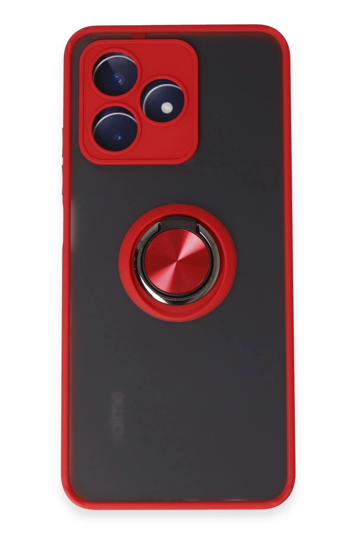 Realme C53 Kılıf Montreal Yüzüklü Silikon Kapak - Kırmızı-(5796)