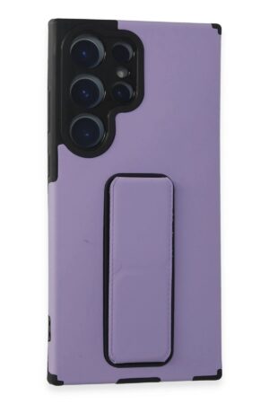 Samsung Galaxy S23 Ultra Kılıf Mega Standlı Silikon - Lila-(5796)